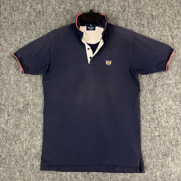 Regatta Shirt Polo‎ Extra Large Mens Basic Prep Preppy Fire Drip Rugby Blue - Picture 1 of 9